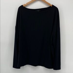 All Saints Boat Neck Long Sleeve Top in Black M G5